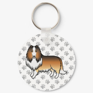 Sable Rough Collie Cute Cartoon Dog Keychain
