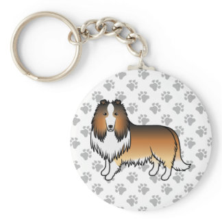 Sable Rough Collie Cute Cartoon Dog Keychain