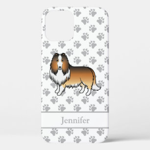 Sable Rough Collie Cute Cartoon Dog & Name iPhone 12 Case