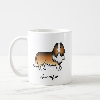 Sable Rough Collie Cute Cartoon Dog &amp; Name Coffee Mug