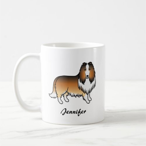 Sable Rough Collie Cute Cartoon Dog  Name Coffee Mug