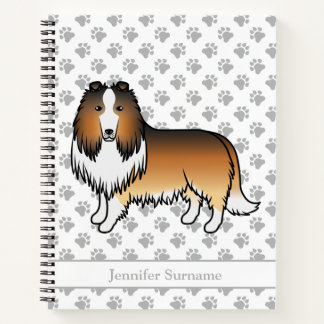 Sable Rough Collie Cute Cartoon Dog &amp; Name Notebook
