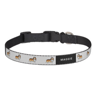 Sable Rough Collie Cute Cartoon Dog & Name Pet Collar