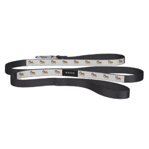 Sable Rough Collie Cute Cartoon Dog & Name Pet Leash