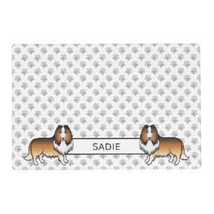 Sable Rough Collie Cute Cartoon Dog & Name Placemat