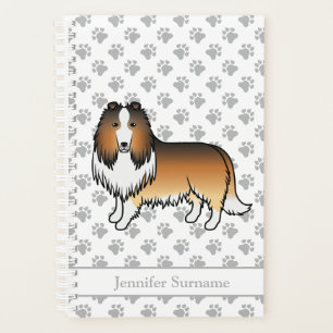 Sable Rough Collie Cute Cartoon Dog & Name Planner