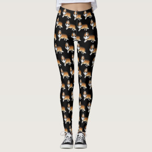 Sable Rough Collie Cute Cartoon Dog Pattern Leggings