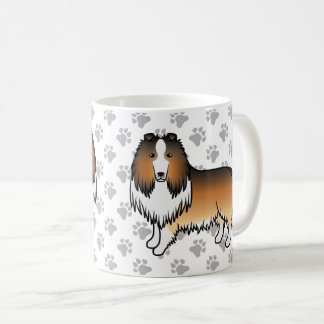 Sable Rough Collie Cute Cartoon Dog &amp; Paws Coffee Mug