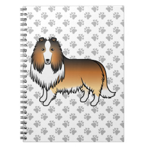 Sable Rough Collie Cute Cartoon Dog & Paws Notebook
