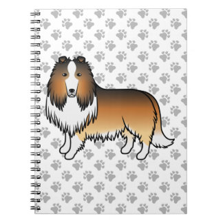 Sable Rough Collie Cute Cartoon Dog &amp; Paws Notebook