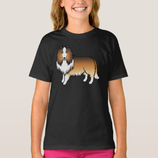Sable Rough Collie Cute Cartoon Dog T-Shirt