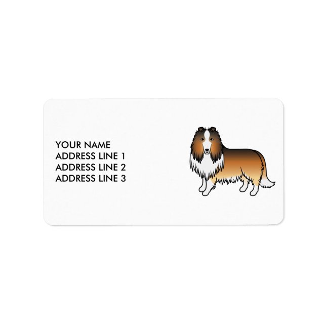 Sable Rough Collie Cute Cartoon Dog & Text Label (Front)