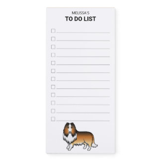 Sable Rough Collie Cute Cartoon Dog To Do List Magnetic Notepad