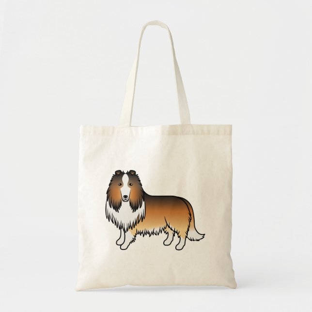 Sable Rough Collie Cute Cartoon Dog Tote Bag (Front)