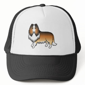 Sable Rough Collie Cute Cartoon Dog Trucker Hat