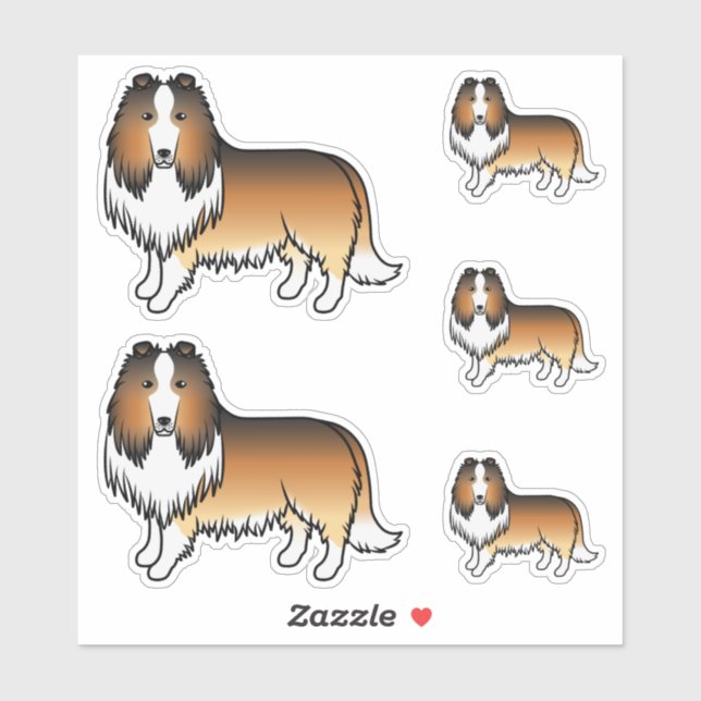 Sable Rough Collie Cute Cartoon Dogs Sticker (Sheet)