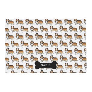 Sable Rough Collie Cute Dog Pattern & Name Placemat