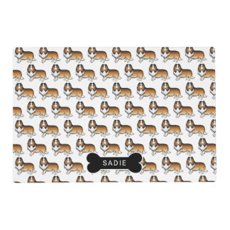Sable Rough Collie Cute Dog Pattern &amp; Name Placemat