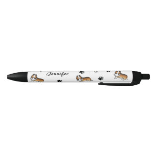 Sable Rough Collie Dogs With Paws &amp; Name Black Ink Pen
