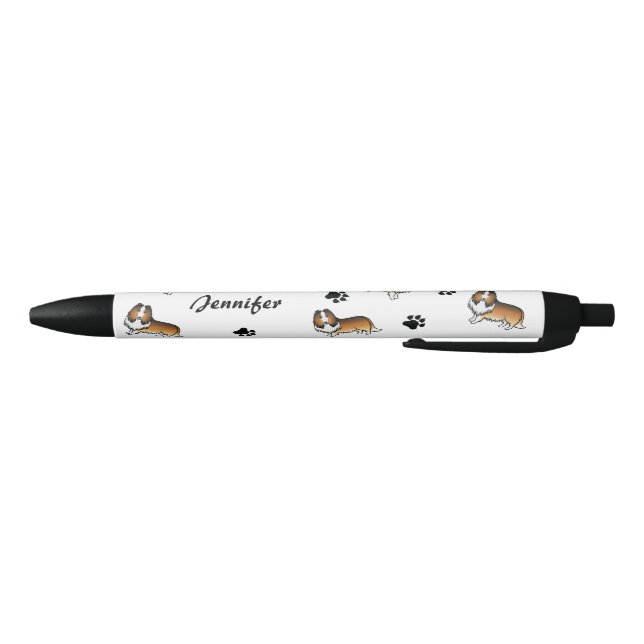 Sable Rough Collie Dogs With Paws & Name Pen (Bottom)