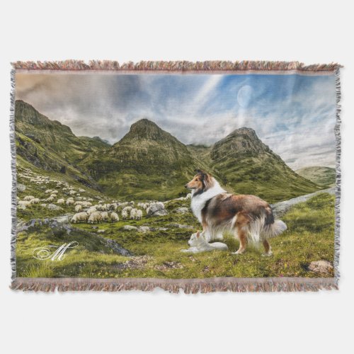 Sable Rough Collie Lamb  Sheep _ Personalized Throw Blanket