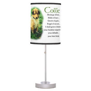 Sable Rough Collie Puppy Table Lamp