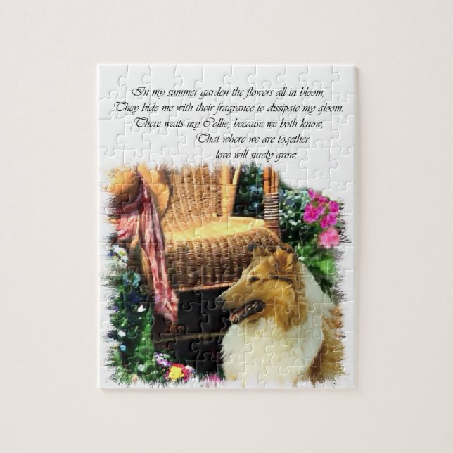Sable Rough Collie Where Love Grows Jigsaw Puzzle (Vertical)