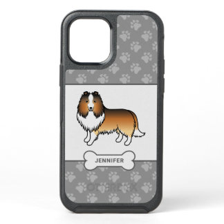 Sable Sheltie Dog With Paws, Dog Bone &amp; Name OtterBox Symmetry iPhone 12 Case