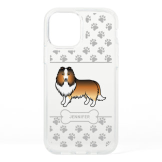 Sable Sheltie Dog With Paws, Dog Bone &amp; Name Speck iPhone 12 Case