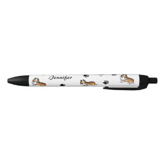 Sable Sheltie Dogs With Paws &amp; Name Black Ink Pen