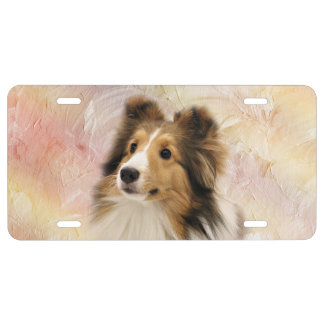 Sable Sheltie face License Plate