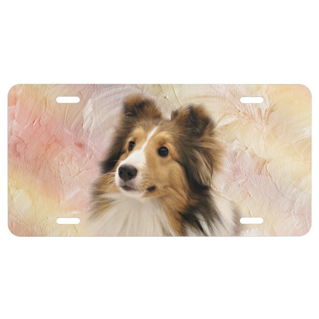 Sable Sheltie face License Plate (Front)