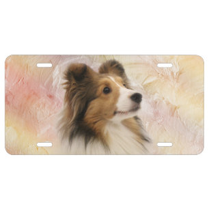 Sable Sheltie face License Plate