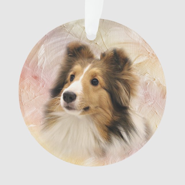 Sable Sheltie face Ornament (Front)