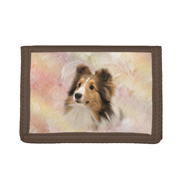 Sable Sheltie face Tri-fold Wallet (Front)