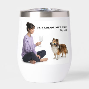 Sable Sheltie Funny Wine Friend Thermal Wine Tumbler