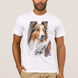 Sable Sheltie Painting Personalized T-Shirt