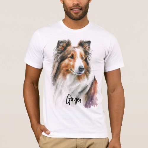 Sable Sheltie Painting  Personalized T_Shirt