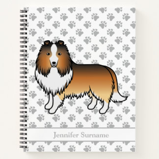 Sable Shetland Sheepdog Cartoon Dog &amp; Name Notebook