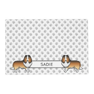 Sable Shetland Sheepdog Cartoon Dog & Name Placemat