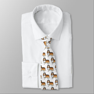 Sable Shetland Sheepdog Cartoon Dog Pattern Neck Tie