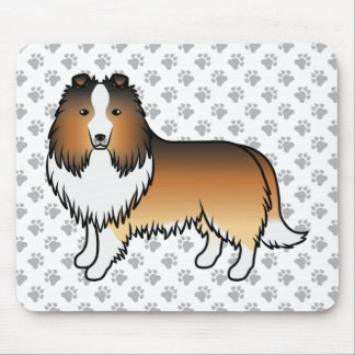 Sable Shetland Sheepdog Cartoon Dog &amp; Paws Mouse Pad