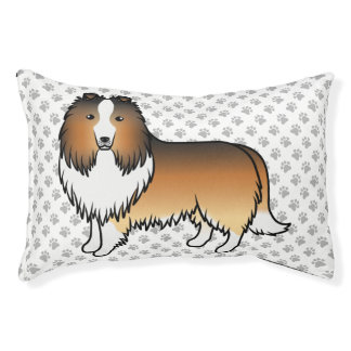 Sable Shetland Sheepdog Cartoon Dog &amp; Paws Pet Bed