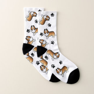 Sable Shetland Sheepdog Cartoon Dog &amp; Paws Socks