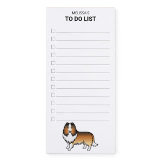 Sable Shetland Sheepdog Cartoon Dog To Do List Magnetic Notepad