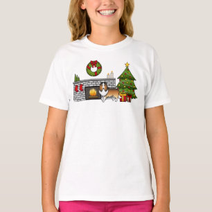 Sable Shetland Sheepdog Dog In A Christmas Room T-Shirt