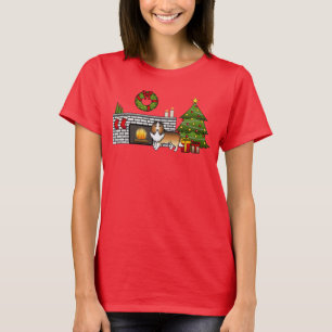 Sable Shetland Sheepdog Dog In A Christmas Room T-Shirt