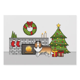 Sable Shetland Sheepdog Dog In A Christmas Room Wrapping Paper Sheets