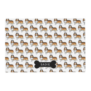 Sable Shetland Sheepdog Dog Pattern & Name Placemat