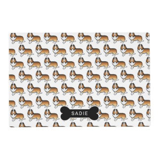 Sable Shetland Sheepdog Dog Pattern &amp; Name Placemat